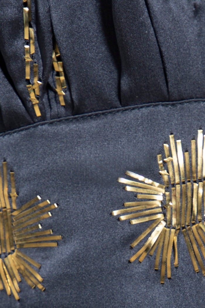 Farah Silk Charcoal Blue Gown