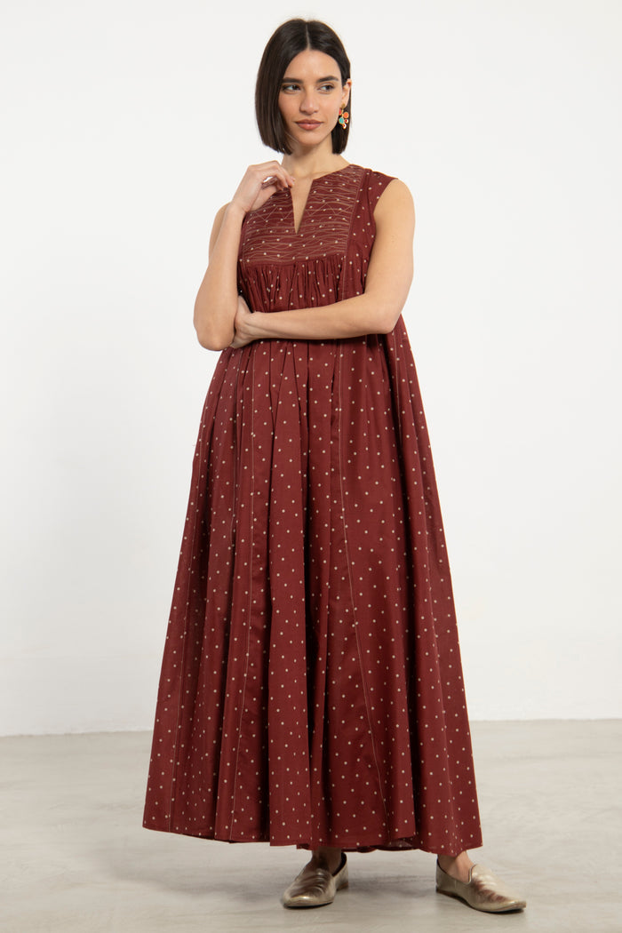 Farida Cotton Polka Dress - Sleeveless
