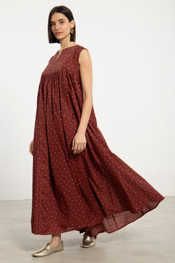 Farida Cotton Polka Dress - Sleeveless