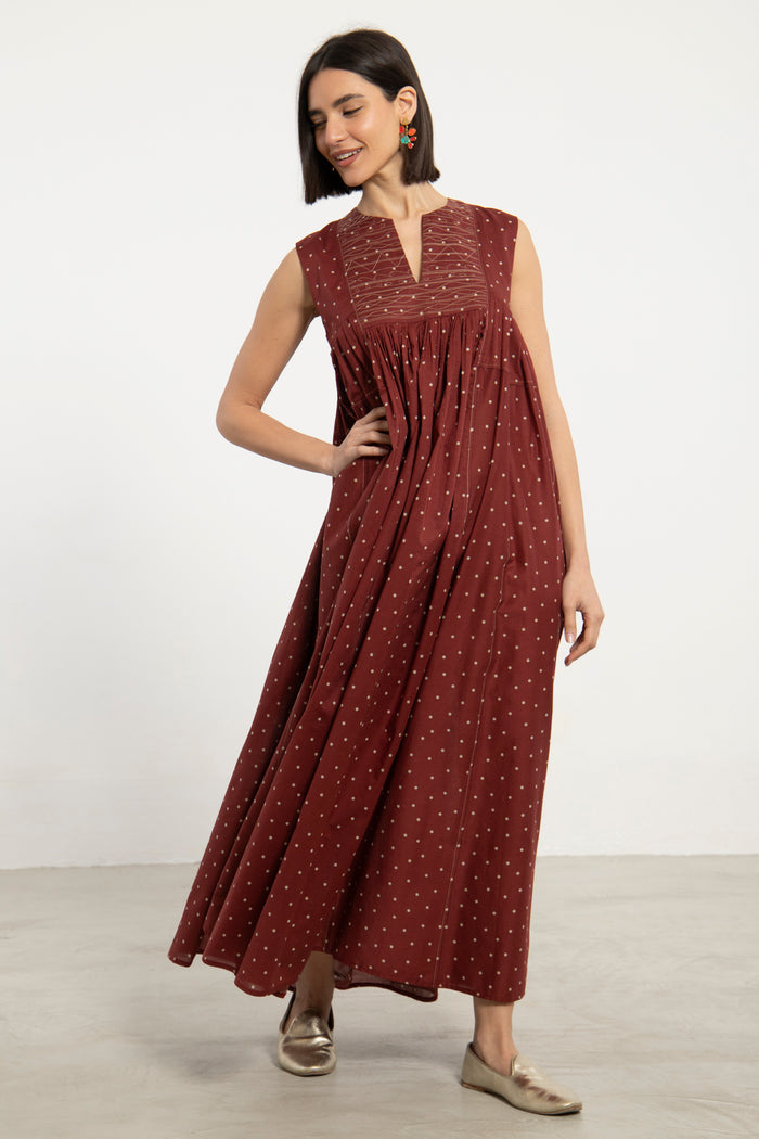 Farida Cotton Polka Dress - Sleeveless