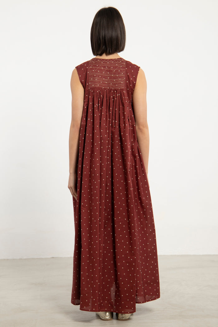 Farida Cotton Polka Dress - Sleeveless