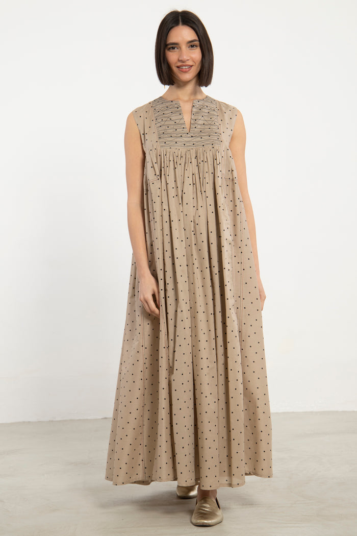 Farida Cotton Polka Dress - Sleeveless
