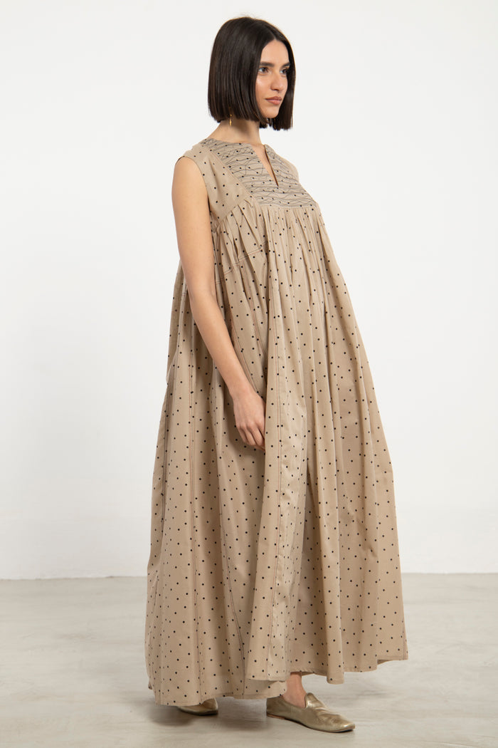 Farida Cotton Polka Dress - Sleeveless