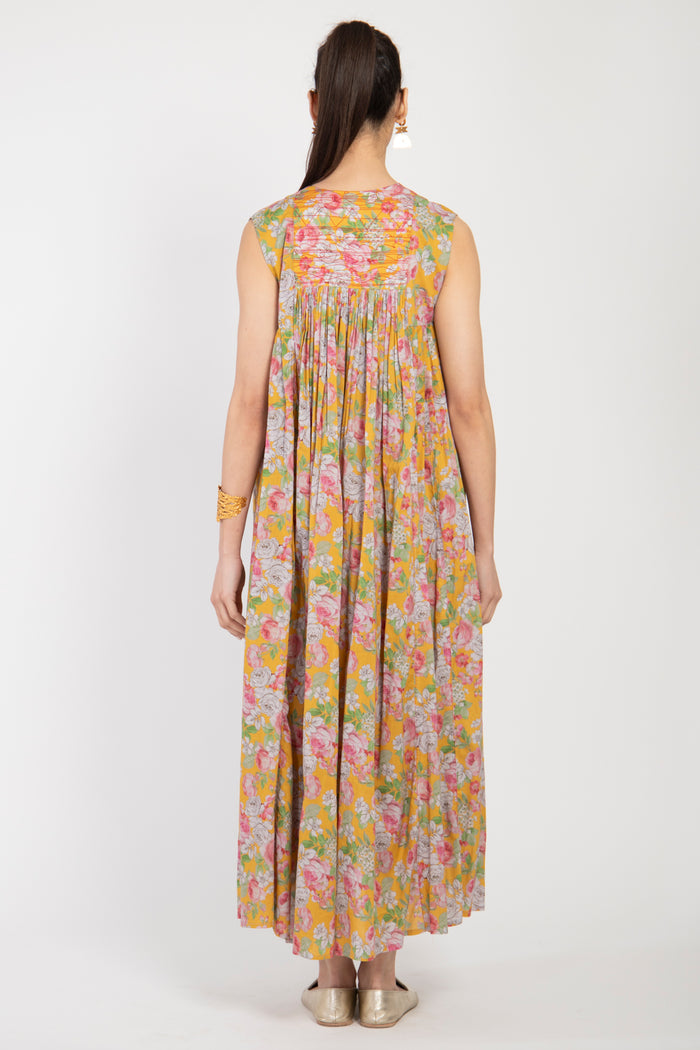 Farida Cotton Yellow Floral Dress