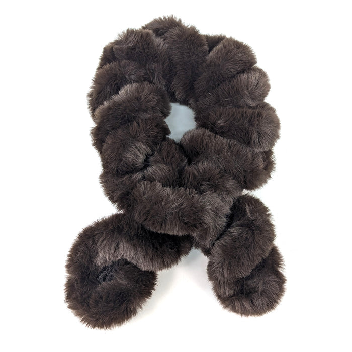 Faux Fur Corkscrew Collar - Dark Brown