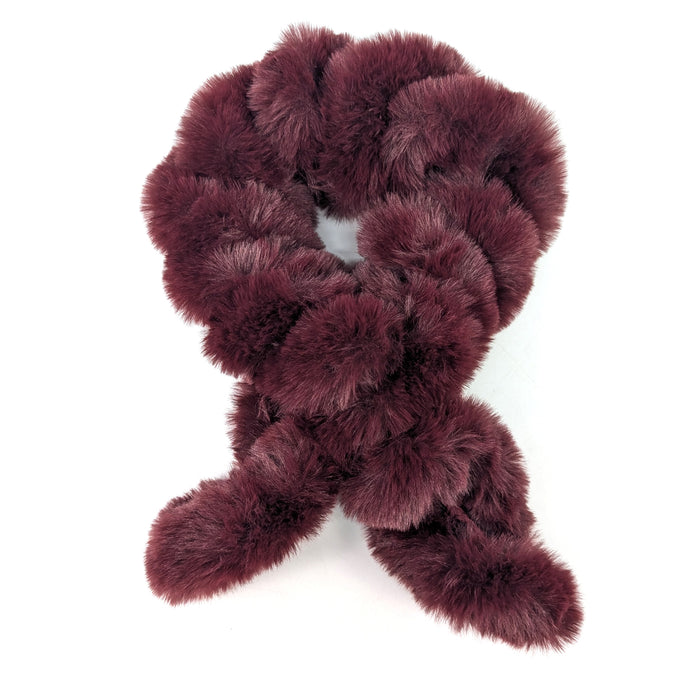Faux Fur Corkscrew Collar - Dark Red