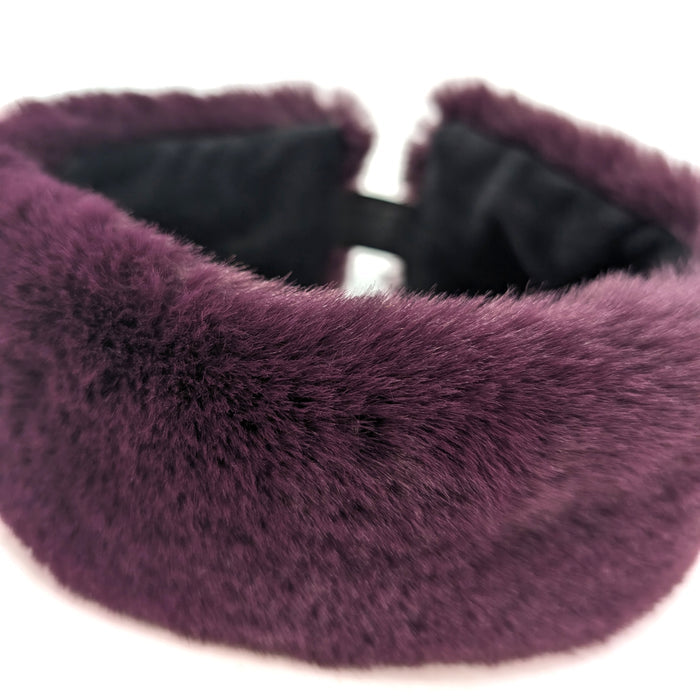 Faux Fur Head Band & Snood - Mulberry