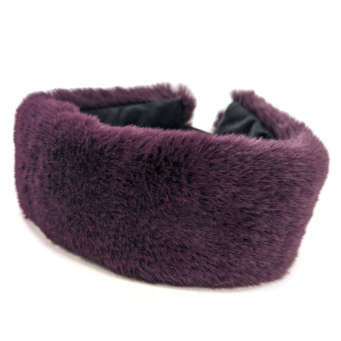 Faux Fur Head Band & Snood - Mulberry