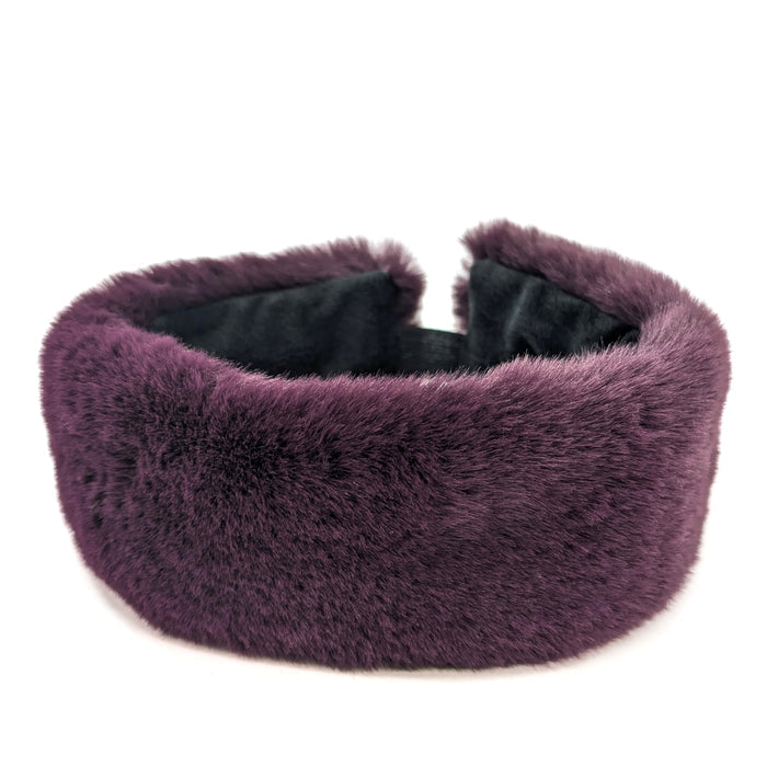 Faux Fur Head Band & Snood - Mulberry