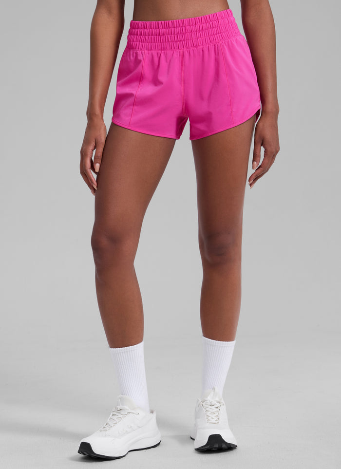 CRZ YOGA Women's Running Feathery-Fit High Rise Lined Shorts 2.5'' Hibiscus Purple
