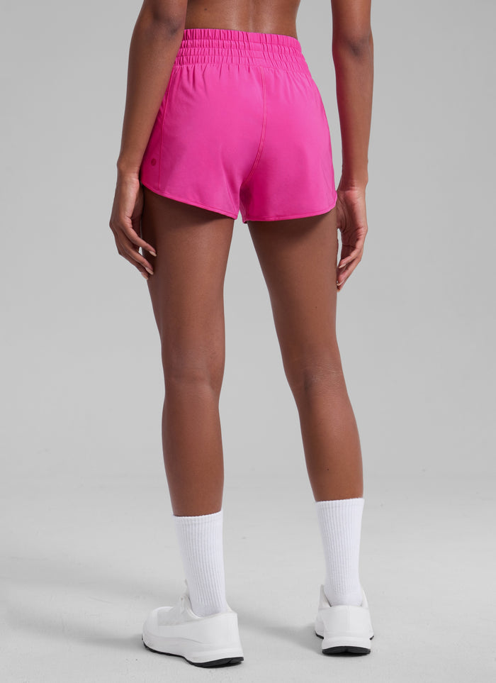 CRZ YOGA Women's Running Feathery-Fit High Rise Lined Shorts 2.5'' Hibiscus Purple