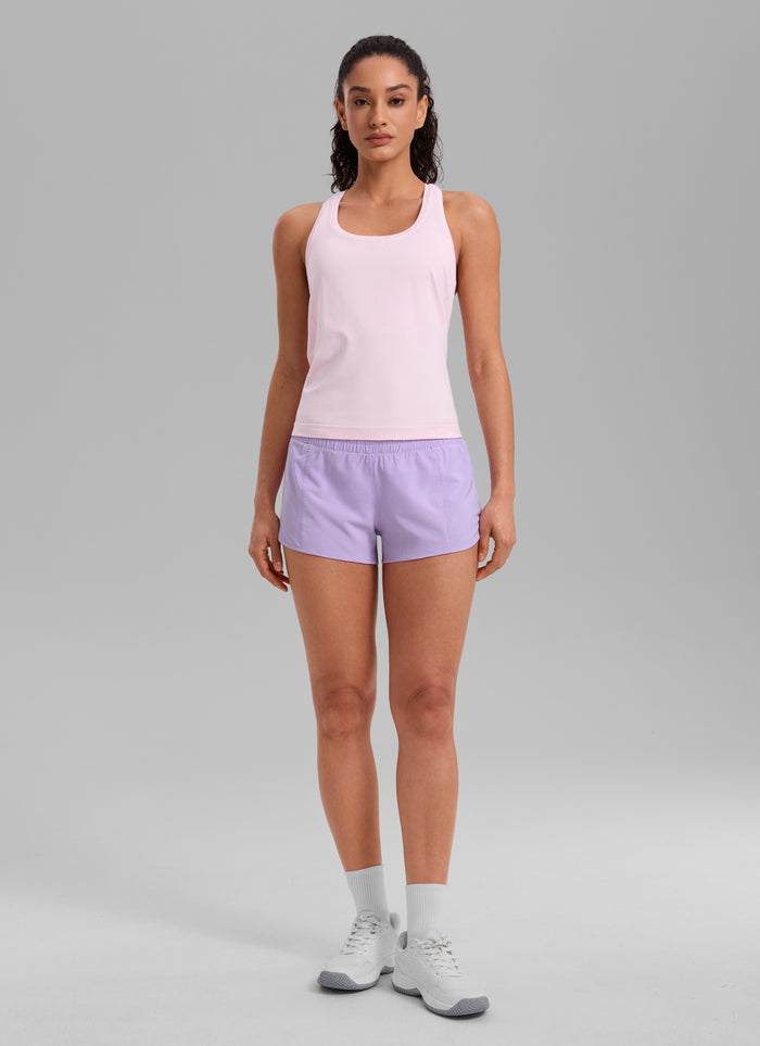 CRZ YOGA Women's Running Feathery-Fit Low Rise Lined Shorts 2.5'' Lilac
