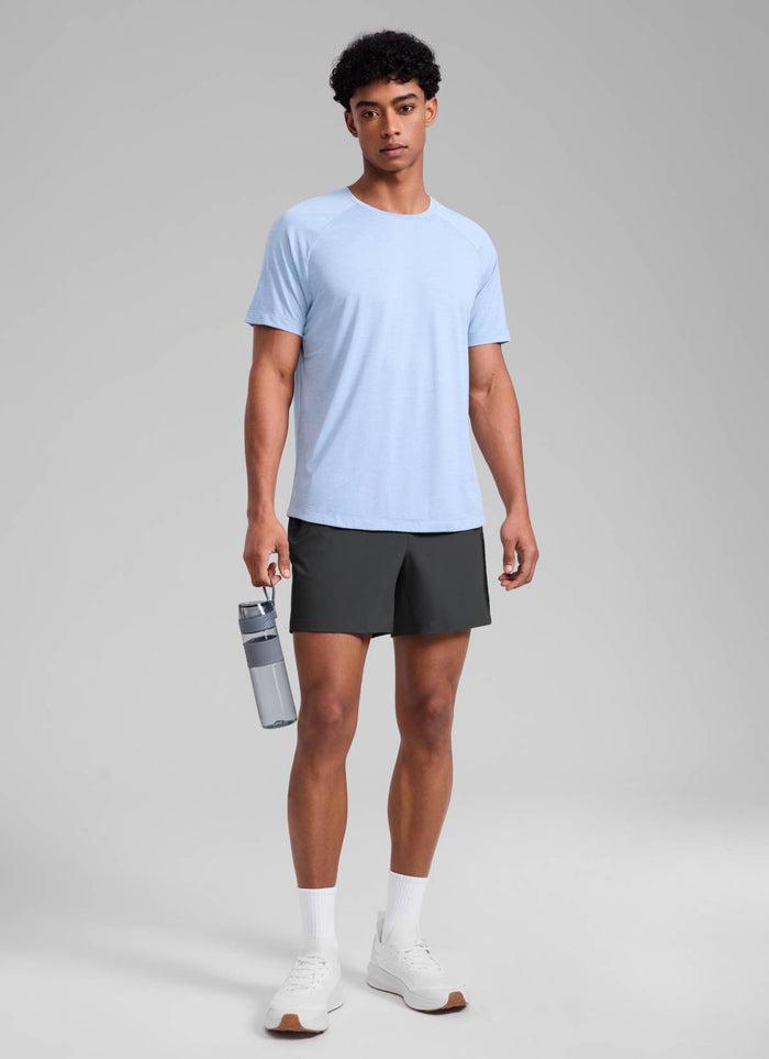 CRZ YOGA Men's Running Feathery-Fit Workout Linerless Shorts 5'' Ink Gray