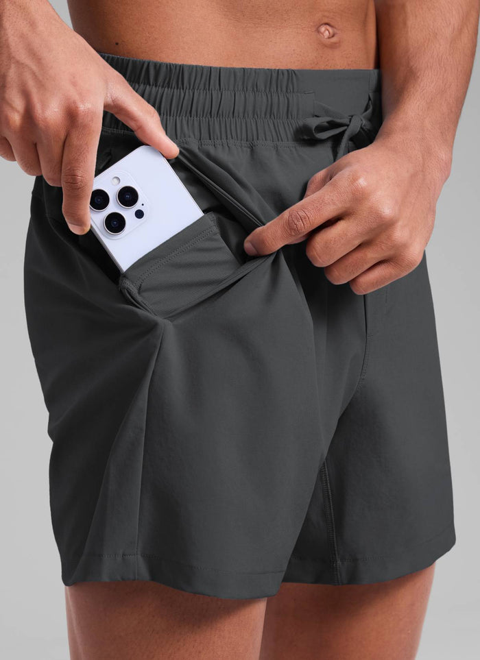 CRZ YOGA Men's Running Feathery-Fit Workout Linerless Shorts 5'' Ink Gray