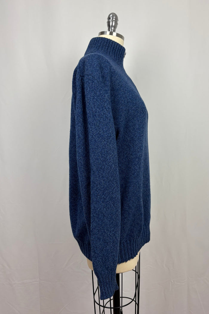 Fedeli blue 100% Wool Zip Neck Sweater