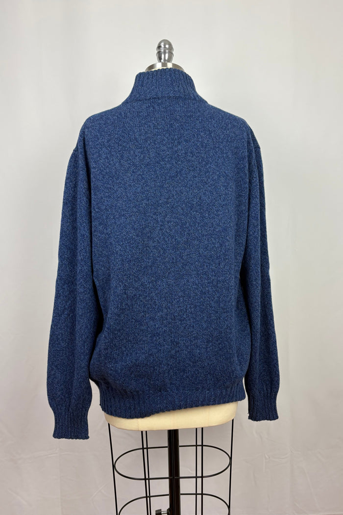 Fedeli blue 100% Wool Zip Neck Sweater
