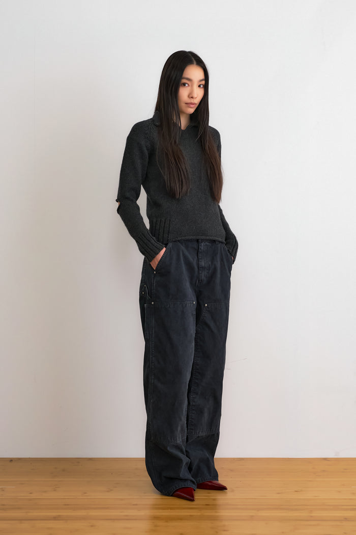 FI-Distressed Double Knee Pants (VerⅡ) / D-Gray