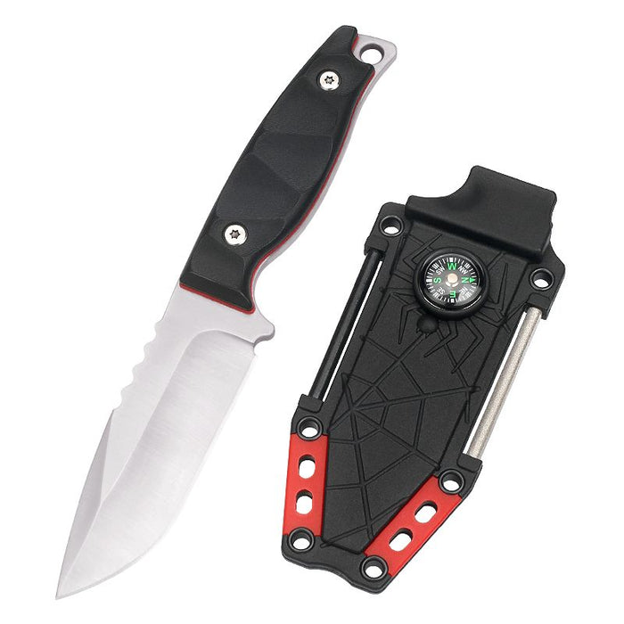 Fixed Blade Knife with Sheath - Black & Red