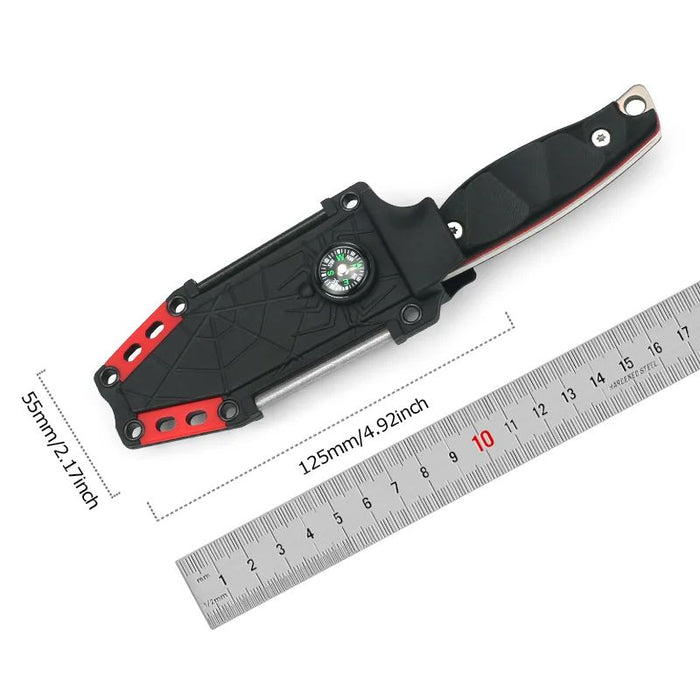 Fixed Blade Knife with Sheath - Black & Red