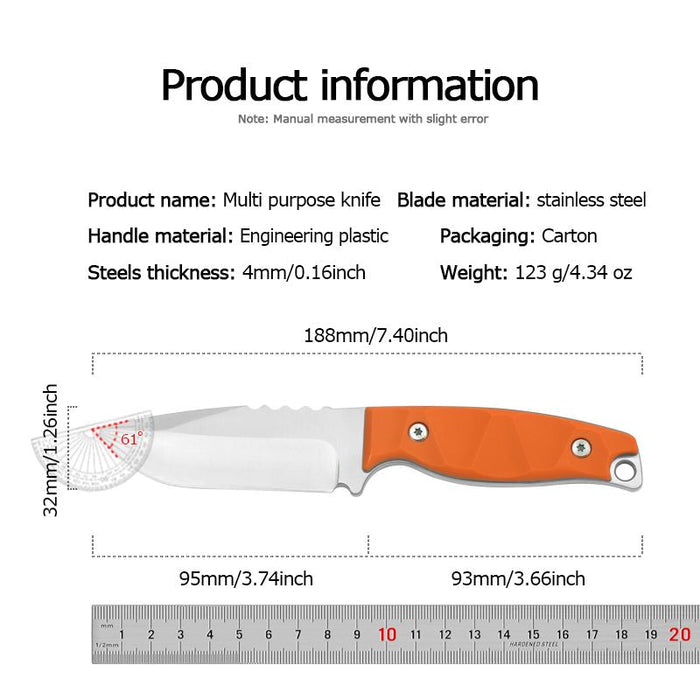 Fixed Blade Knife with Sheath - Black & Red