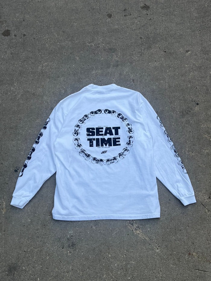 Flame:Chain Garment Dye Long Sleeve - WHITE