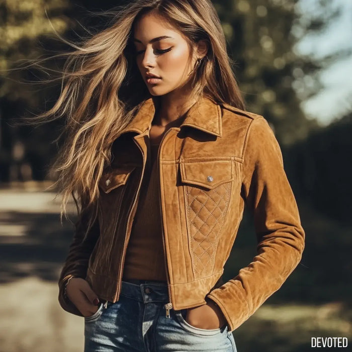 Fleur Jacket Tan - Nappa Suede