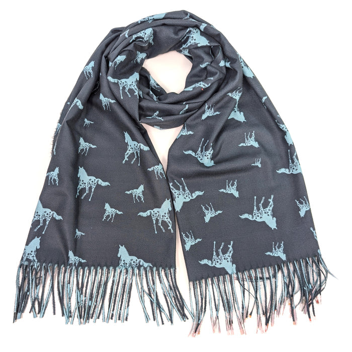 Floral Horse Pashmina Style Scarf (70x180cm) - Exclusive Design