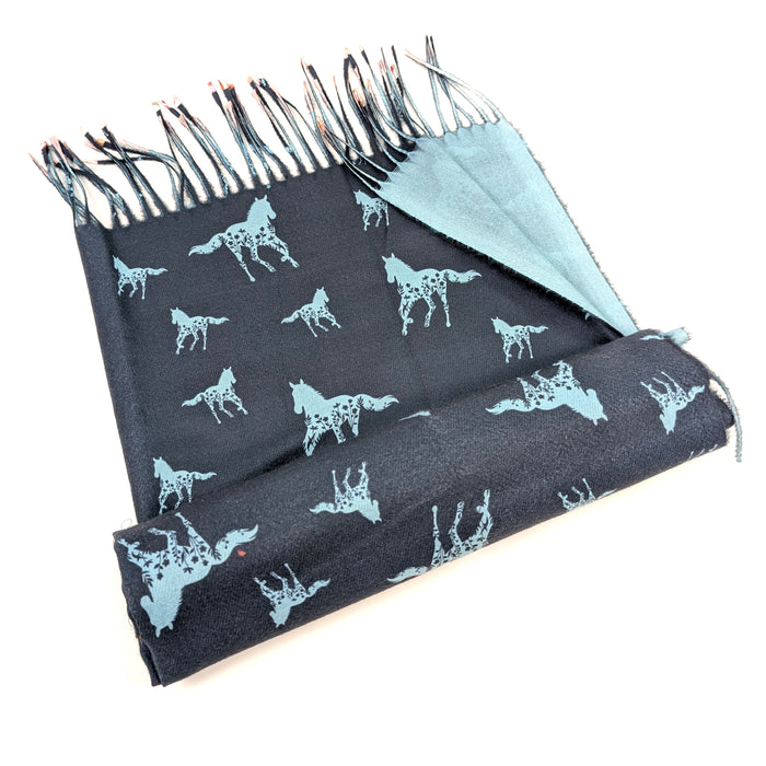 Floral Horse Pashmina Style Scarf (70x180cm) - Exclusive Design