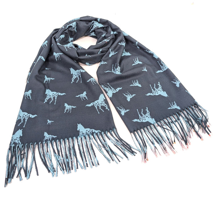 Floral Horse Pashmina Style Scarf (70x180cm) - Exclusive Design