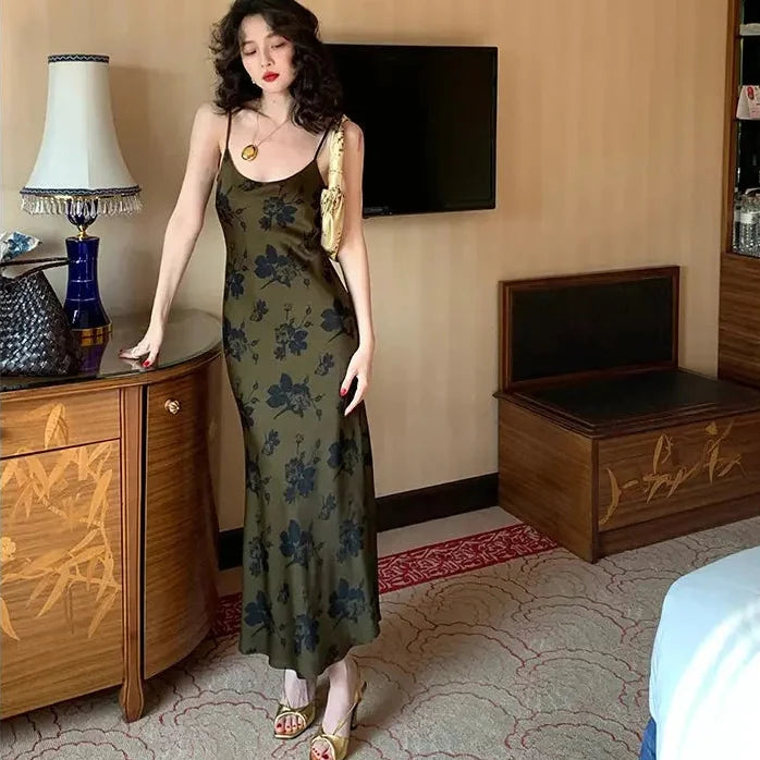 Vintage Printed Long Dress fashionnsio