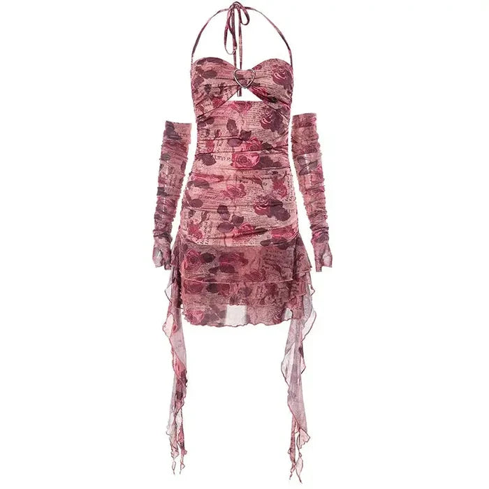 Floral Ruffles Dress With Sleeve fashionnsio