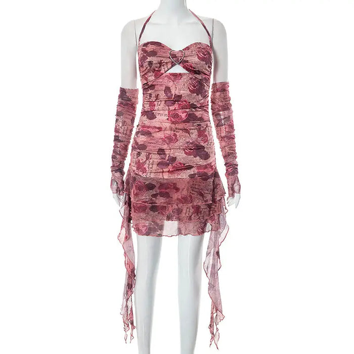 Floral Ruffles Dress With Sleeve fashionnsio