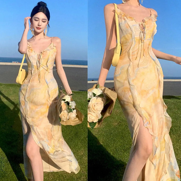 Bow Ruffles Summer Dress fashionnsio