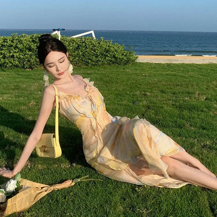 Bow Ruffles Summer Dress fashionnsio