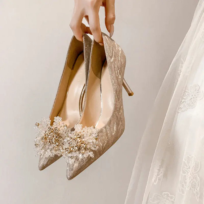 Flower Galaxy Bling Pointed Heels fashionnsio