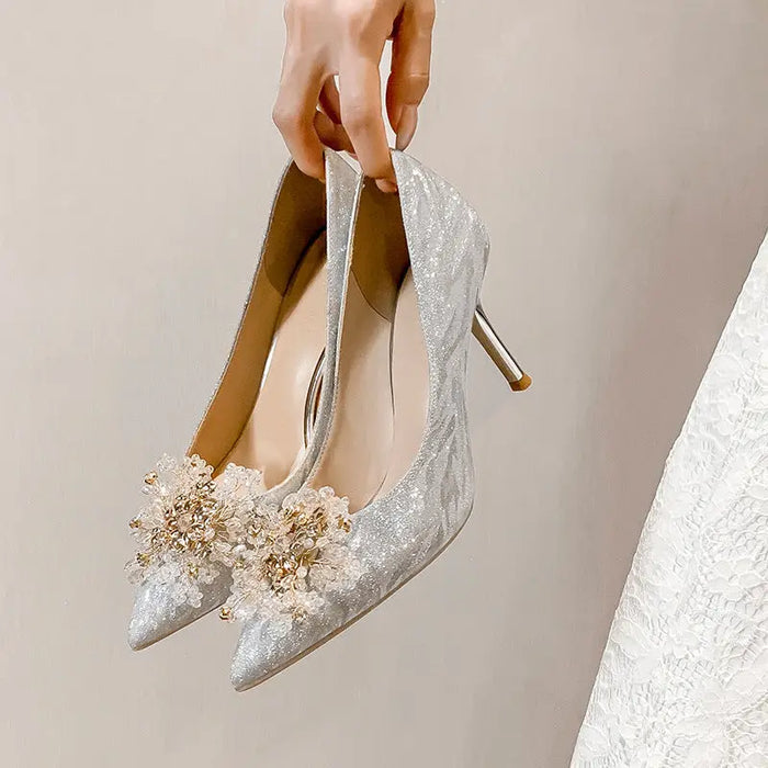 Flower Galaxy Bling Pointed Heels fashionnsio