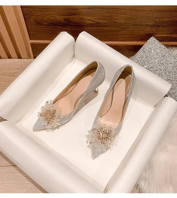 Flower Galaxy Bling Pointed Heels fashionnsio