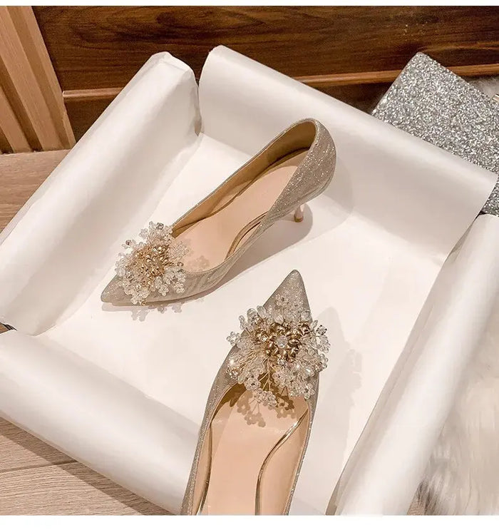Flower Galaxy Bling Pointed Heels fashionnsio