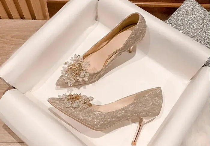 Flower Galaxy Bling Pointed Heels fashionnsio