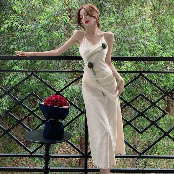 Flowers Mesh Slim Dress fashionnsio