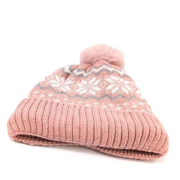 Fluffy Nordic Hat - Pink