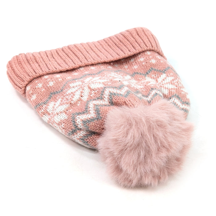 Fluffy Nordic Hat - Pink