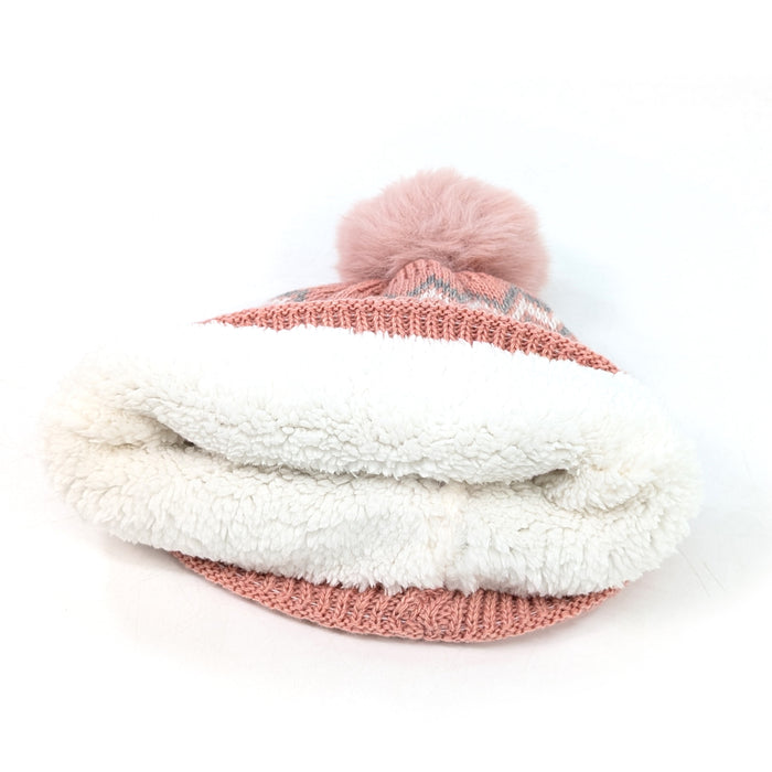 Fluffy Nordic Hat - Pink