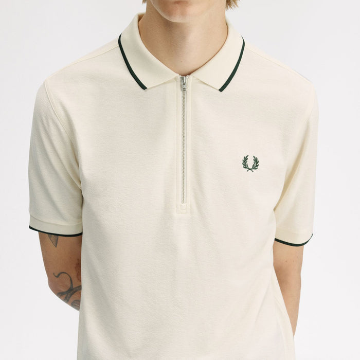 Fred Perry - Crepe Piqué Polo Shirt in Ecru - Nigel Clare