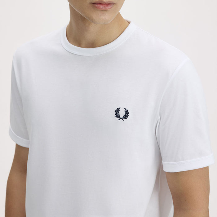 Fred Perry - Ringer T-Shirt in White - Nigel Clare