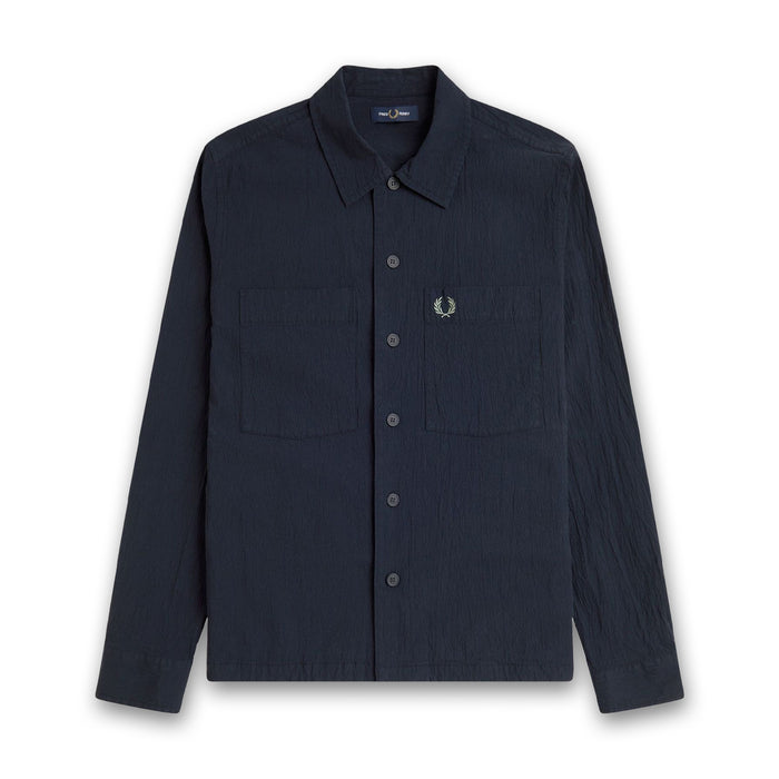 Fred Perry - Seersucker Overshirt in Navy - Nigel Clare