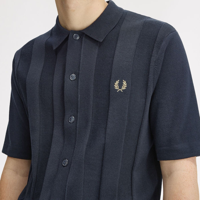 Fred Perry - Tonal Vertical Stripe Shirt in Navy - Nigel Clare