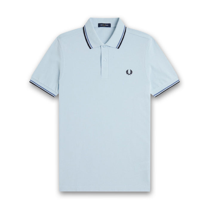 Fred Perry - Twin Tipped Polo Shirt in Light Ice/Ace Blue/Navy - Nigel Clare