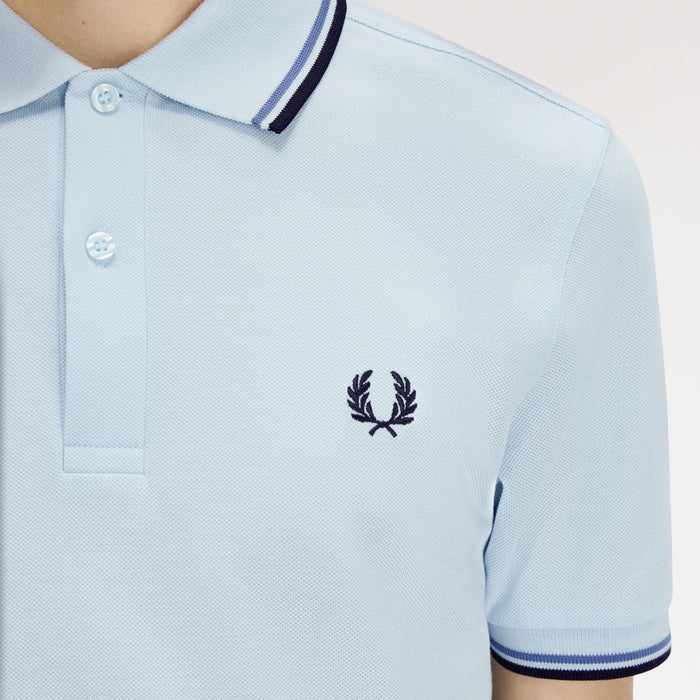 Fred Perry - Twin Tipped Polo Shirt in Light Ice/Ace Blue/Navy - Nigel Clare