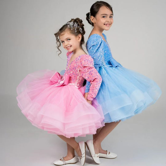 Fuchsia Lace and Sequin Flower Girl Dress for Wedding Birthday Party J570